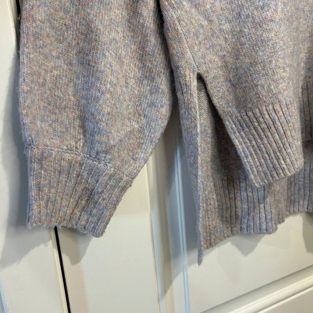 Fifty Percent V-Neck Oversized Hi-Low Knit Sweater Wool Blend Soft S‎